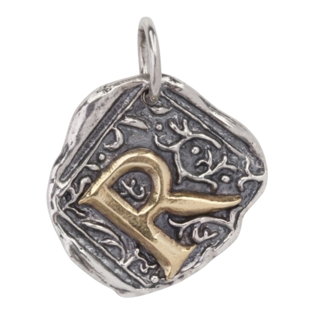 ⚡️NWT Waxing Poetic Sterling Silver Brass CENTURY Insignia Initial Charm "R”